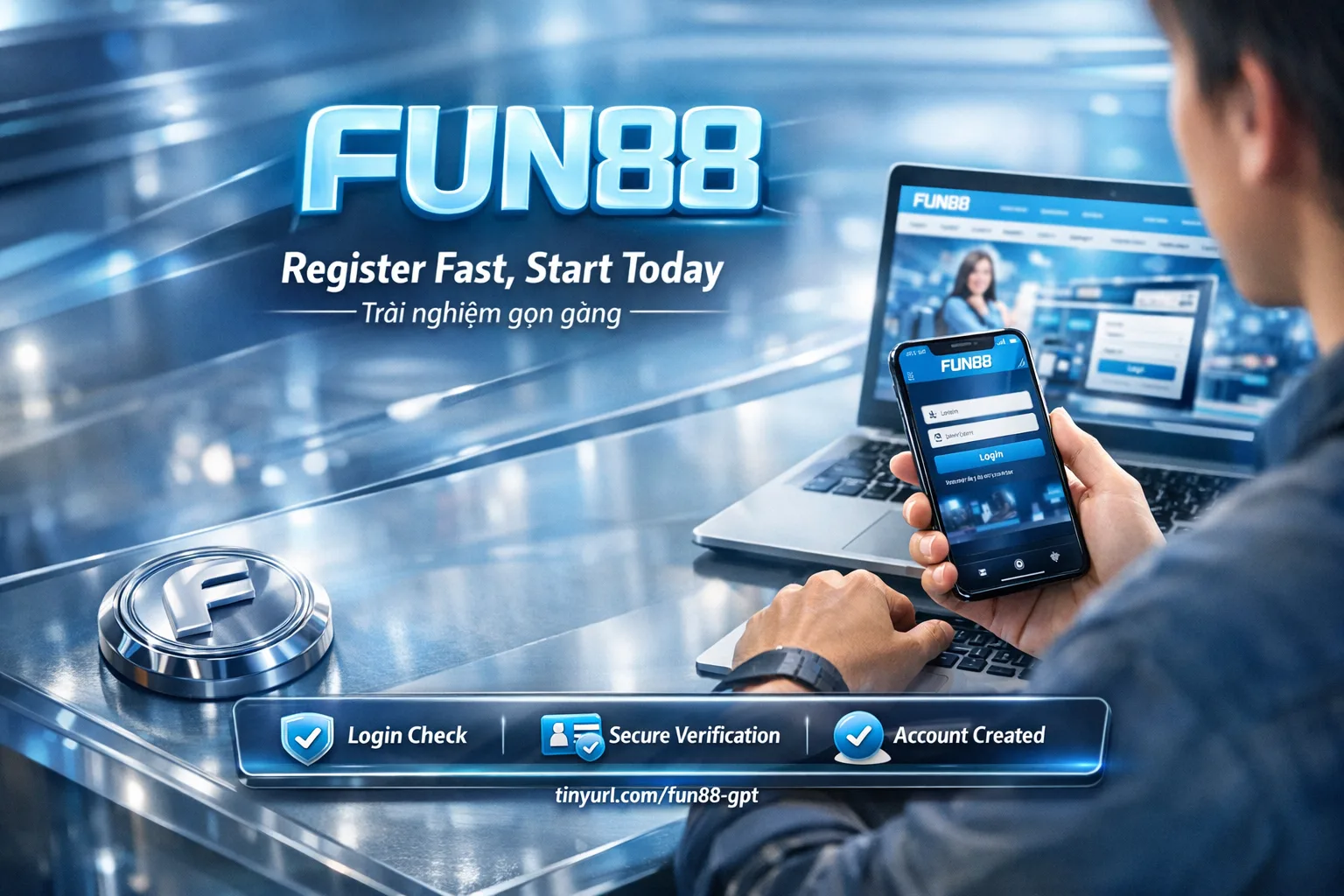 register Fun88 account 3 steps for new members