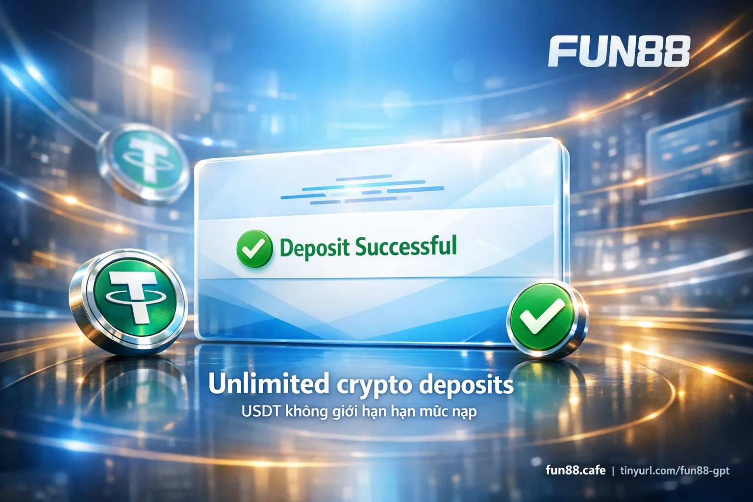 Fun88 USDT crypto TRC20 ERC20 fast payment deposit