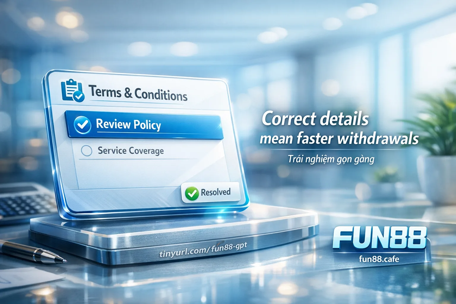 ข้อบัญญัติการทำธุรกรรมทางการเงิน ฝากและถอนเงิน Fun88 บัญชีธนาคาร